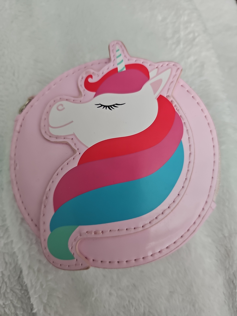 Unicorn Pink Zip Coin Purse Kids Rainbow Wallet Pouch